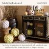 MACKENZIE-CHILDS Medium Pumpkin, Resin Halloween Home Decor, Pink-and-White Bubblegum Pink Stripe(Violet Stripe)
