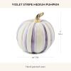 MACKENZIE-CHILDS Medium Pumpkin, Resin Halloween Home Decor, Pink-and-White Bubblegum Pink Stripe(Violet Stripe)