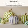 MACKENZIE-CHILDS Medium Pumpkin, Resin Halloween Home Decor, Pink-and-White Bubblegum Pink Stripe(Violet Stripe)