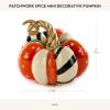 MACKENZIE-CHILDS Mini Patchwork Spice Pumpkin, Decorative Resin Autumn and Halloween Home Decor