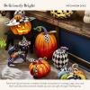 MACKENZIE-CHILDS Mini Patchwork Spice Pumpkin, Decorative Resin Autumn and Halloween Home Decor