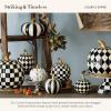 MACKENZIE-CHILDS Mini Pumpkin, Resin Halloween Home Decor, Black-and-White Courtly Stripe