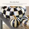MACKENZIE-CHILDS Mini Pumpkin, Resin Halloween Home Decor, Black-and-White Courtly Stripe