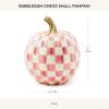MACKENZIE-CHILDS Mini Pumpkin, Resin Halloween Home Decor, Purple-and-White Plum Check(Bubblegum Pink Check)