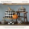 MACKENZIE-CHILDS Mini Pumpkin, Resin Halloween Home Decor, Purple-and-White Plum Check(Courtly Check)