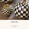 MACKENZIE-CHILDS Mini Pumpkin, Resin Halloween Home Decor, Purple-and-White Plum Check(Courtly Check)