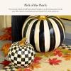 MACKENZIE-CHILDS Mini Pumpkin, Resin Halloween Home Decor, Purple-and-White Plum Check(Courtly Check)