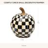 MACKENZIE-CHILDS Mini Pumpkin, Resin Halloween Home Decor, Purple-and-White Plum Check(Courtly Check)