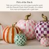 MACKENZIE-CHILDS Mini Pumpkin, Resin Halloween Home Decor, Purple-and-White Plum Check(Emerald Check)