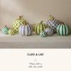 MACKENZIE-CHILDS Mini Pumpkin, Resin Halloween Home Decor, Purple-and-White Plum Check(Emerald Check)