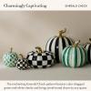 MACKENZIE-CHILDS Mini Pumpkin, Resin Halloween Home Decor, Purple-and-White Plum Check(Emerald Check)