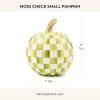 MACKENZIE-CHILDS Mini Pumpkin, Resin Halloween Home Decor, Purple-and-White Plum Check(Moss Check)