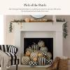 MACKENZIE-CHILDS Mini Pumpkin, Resin Halloween Home Decor, Purple-and-White Plum Check(Orange Check)