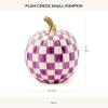 MACKENZIE-CHILDS Mini Pumpkin, Resin Halloween Home Decor, Purple-and-White Plum Check(Plum Check)