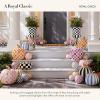 MACKENZIE-CHILDS Mini Pumpkin, Resin Halloween Home Decor, Purple-and-White Plum Check(Royal Check)