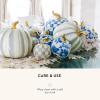 MACKENZIE-CHILDS Mini Pumpkin, Resin Halloween Home Decor, Purple-and-White Plum Check(Royal Check)