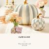 MACKENZIE-CHILDS Mini Pumpkin, Resin Halloween Home Decor, Purple-and-White Plum Check(Sterling Check)