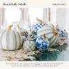 MACKENZIE-CHILDS Mini Pumpkin, Resin Halloween Home Decor, Purple-and-White Plum Check(Sterling Check)