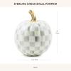MACKENZIE-CHILDS Mini Pumpkin, Resin Halloween Home Decor, Purple-and-White Plum Check(Sterling Check)