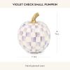 MACKENZIE-CHILDS Mini Pumpkin, Resin Halloween Home Decor, Purple-and-White Plum Check(Violet Check)