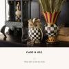 MACKENZIE-CHILDS Owl, Fall Owl Decor for Home, Black-and-White Courtly Check