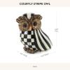 MACKENZIE-CHILDS Owl, Fall Owl Decor for Home, Black-and-White Courtly Stripe