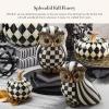MACKENZIE-CHILDS Owl, Fall Owl Decor for Home, Black-and-White Courtly Stripe