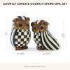 MACKENZIE-CHILDS Owl Set, Fall Owl Decor for Home, Black-and-White Courtly Check and Courtly Stripe, 2 Pieces
