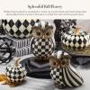 MACKENZIE-CHILDS Owl Set, Fall Owl Decor for Home, Black-and-White Courtly Check and Courtly Stripe, 2 Pieces