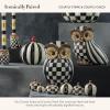 MACKENZIE-CHILDS Owl Set, Fall Owl Decor for Home, Black-and-White Courtly Check and Courtly Stripe, 2 Pieces