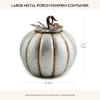 MACKENZIE-CHILDS Porch Decor Metal Pumpkin Container, Halloween Metal Container Home Decor with Lid, Large(Large)