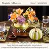 MACKENZIE-CHILDS Resin Pumpkin, Decorative Halloween Home Decor, Fergal’s Friend Spider, Moss Stripe