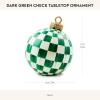 MACKENZIE-CHILDS Resin Tabletop Ornament, Christmas-Tree Ornament-Ball Centerpiece, 8-Inch Diameter, Dark-Green Check(Dark-green Check)