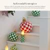 MACKENZIE-CHILDS Resin Tabletop Ornament, Christmas-Tree Ornament-Ball Centerpiece, 8-Inch Diameter, Dark-Green Check(Dark-green Check)