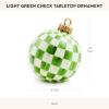 MACKENZIE-CHILDS Resin Tabletop Ornament, Christmas-Tree Ornament-Ball Centerpiece, 8-Inch Diameter, Dark-Green Check(Light-green Check)