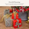 MACKENZIE-CHILDS Ribbon, Decorative Wired Ribbon for Christmas Gift Wrapping and Decor, 4 Inches, Brown-and-White Mocha Check Suede(Cortly Check Red Back)