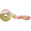 MACKENZIE-CHILDS Ribbon, Decorative Wired Ribbon for Christmas Gift Wrapping and Decor, 4 Inches, Brown-and-White Mocha Check Suede(Red Check)