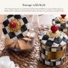 MACKENZIE-CHILDS Royal Check Enamel Canister, Blue-and-White Kitchen Storage Container with Lid, Mini(Courtly Check)
