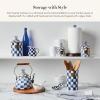MACKENZIE-CHILDS Royal Check Enamel Canister, Blue-and-White Kitchen Storage Container with Lid, Mini(Royal Check)