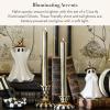 MACKENZIE-CHILDS Set of 2 Illuminated Ghosts Figures, Light-Up Spooky Decor, Black-and-White Courtly Check