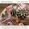 MACKENZIE-CHILDS Set of 2 Pumpkins, Resin Halloween and Fall Decor, Small and Medium, Mossy-Green-and-White Moss Stripe and Check(Courtly Stripe & Check)