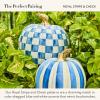 MACKENZIE-CHILDS Set of 2 Pumpkins, Resin Halloween and Fall Decor, Small and Medium, Mossy-Green-and-White Moss Stripe and Check(Royal Stripe & Check)