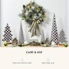 MACKENZIE-CHILDS Set of 2 Tabletop Christmas Trees, Black-and-White Courtly Check Forest(Courtly Check Cone)