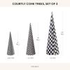 MACKENZIE-CHILDS Set of 2 Tabletop Christmas Trees, Black-and-White Courtly Check Forest(Courtly Check Cone)