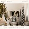 MACKENZIE-CHILDS Set of 2 Tabletop Christmas Trees, Black-and-White Courtly Check Forest(Courtly Check Cone)