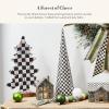 MACKENZIE-CHILDS Set of 2 Tabletop Christmas Trees, Black-and-White Courtly Check Forest(Courtly Check Forest)