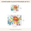 MACKENZIE-CHILDS Set of 2 Tempered Glass Cutting Boards, Countertop Cutting Boards, Deck the Halls(Flower Market)
