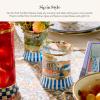MACKENZIE-CHILDS Set of 2 Tumblers, Glass Drinkware with Gold Rims, 8 Ounces, Deck the Halls(Go Fish)