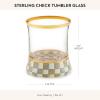 MACKENZIE-CHILDS Set of 2 Tumblers, Glass Drinkware with Gold Rims, 8 Ounces, Deck the Halls(Sterling Check)