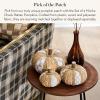 MACKENZIE-CHILDS Set of 3 Rattan Pumpkins, Halloween and Fall Pumpkin Decor, Brown-and-White Mocha Check